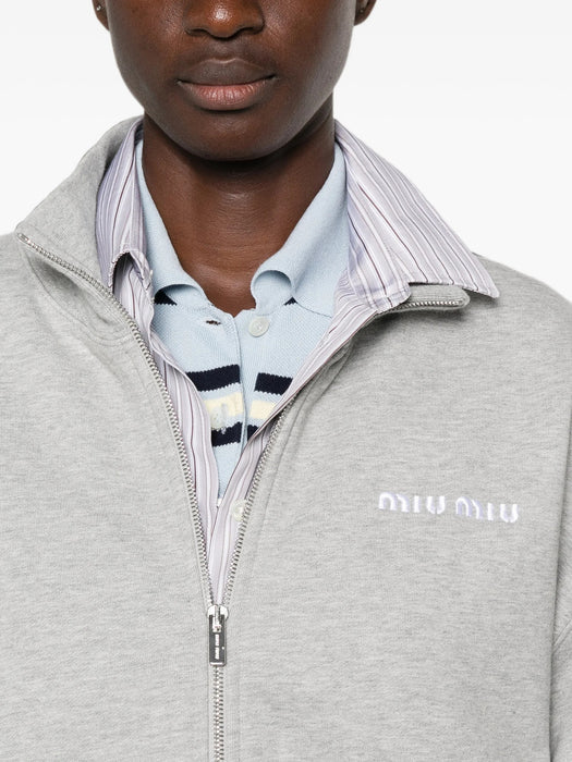 Logo-embroidered zip-up sweatshirt MJL042 S OOO 13UKF0031 MIU MIU 