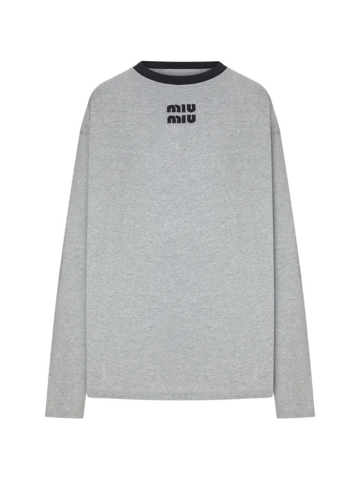 Logo-embroidered long-sleeve sweatshirt MJLA31 SOOO 1841F0BD9 MIU MIU 