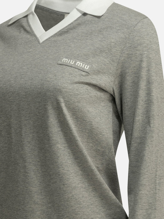 Buttonless polo shirt with logo MJLA57 192QF052N MIU MIU 