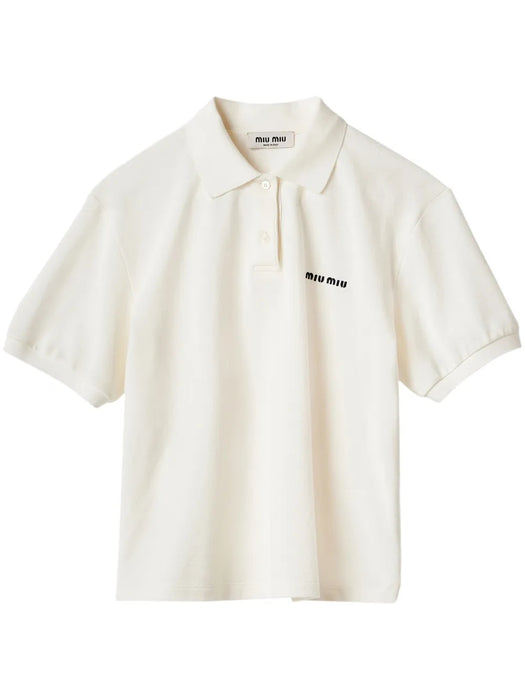 Logo-print short-sleeve polo top MJN535 S OOO 14RWF0009 MIU MIU 