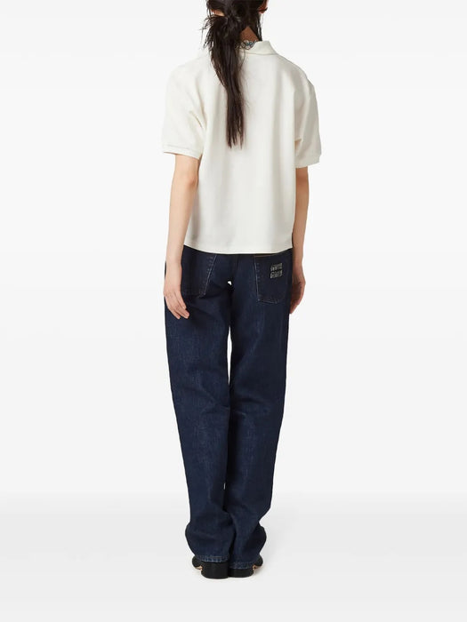 Logo-print short-sleeve polo top MJN535 S OOO 14RWF0009 MIU MIU 