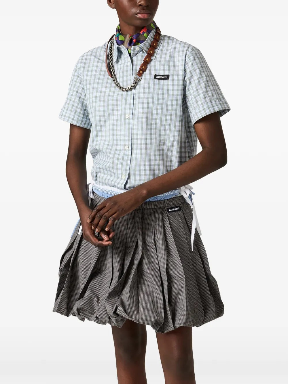 Checked poplin shirt MK1959 S OOO 196LF073K MIU MIU 
