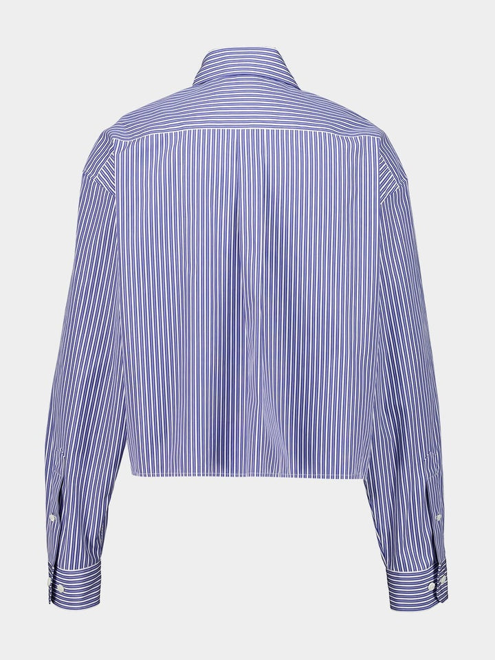 Blue Striped Cotton Shirt with Thread Embroidery MK2047 S OOO 195DF098Z MIU MIU 