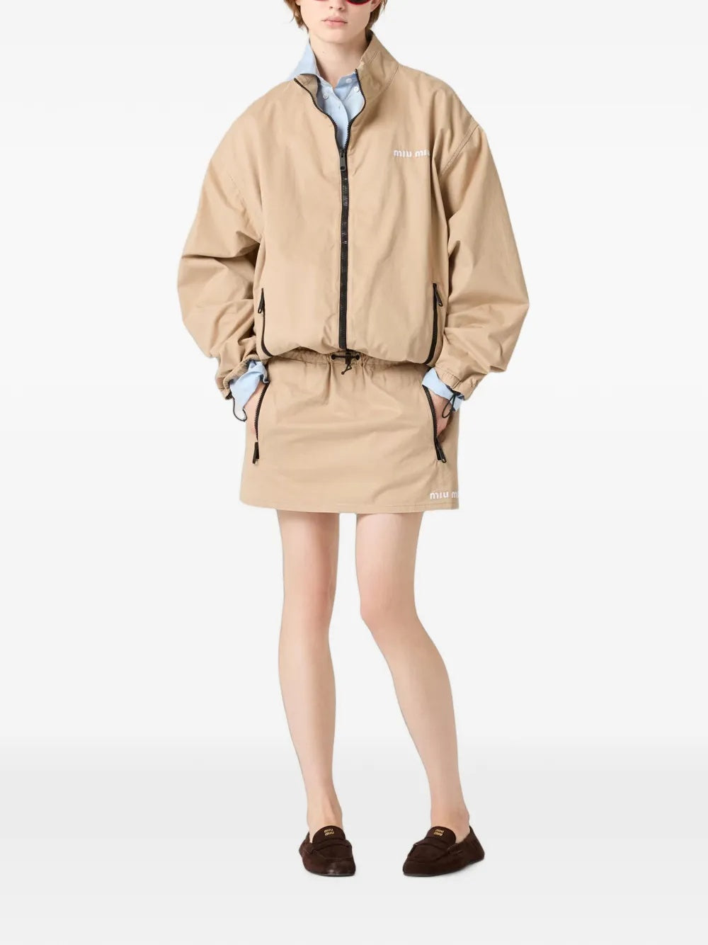 Washed gabardine blouson jacket ML1558 S OOO 19LWF0065 MIU MIU 