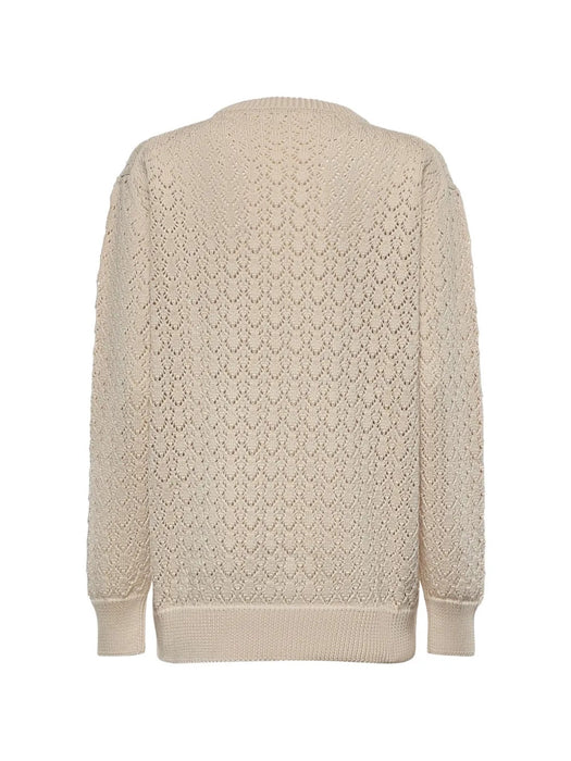 Pointelle-knit logo-patch sweater MML05Z 191AF0304 MIU MIU 