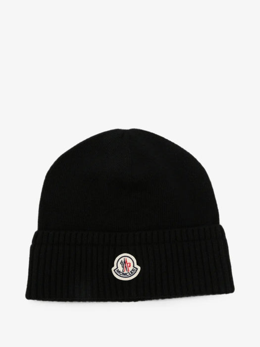 Logo patch ribbed-knit beanie hat L2091 3B00067 M4281 999 MONCLER 