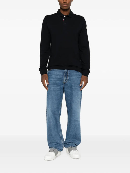 Logo-patch long-sleeve polo shirt L2091 8B00003 89A1677X MONCLER 