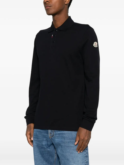 Logo-patch long-sleeve polo shirt L2091 8B00003 89A1677X MONCLER 