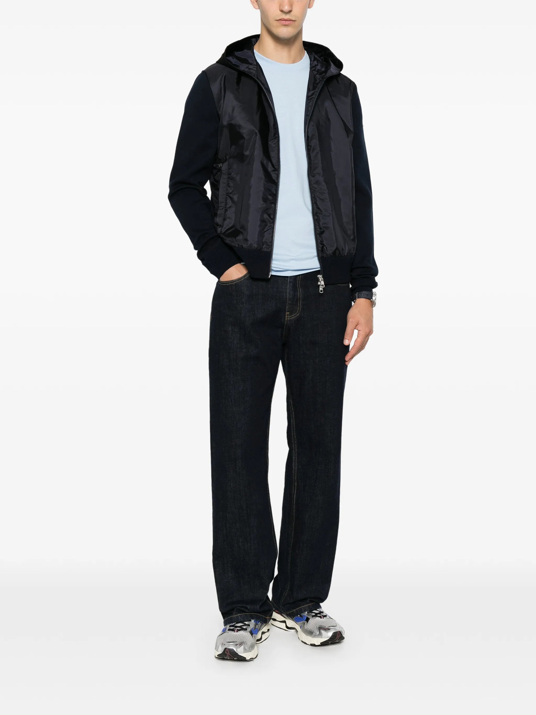 Logo-patch panelled hoodie L2091 9B00020 M1113 776 MONCLER 