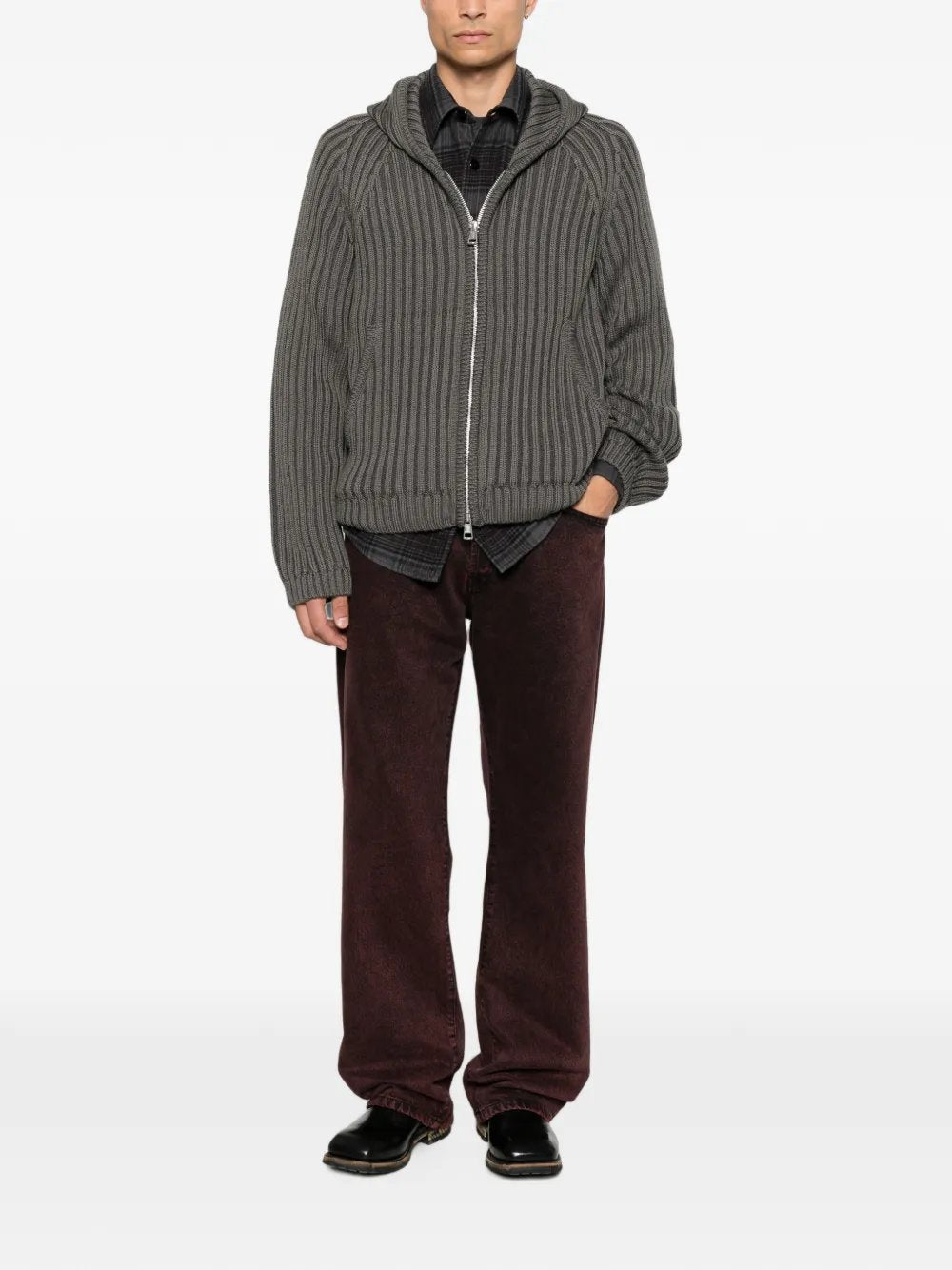 Level ribbed-knit hoodie cardigan M4263LS  OUR LEGACY 