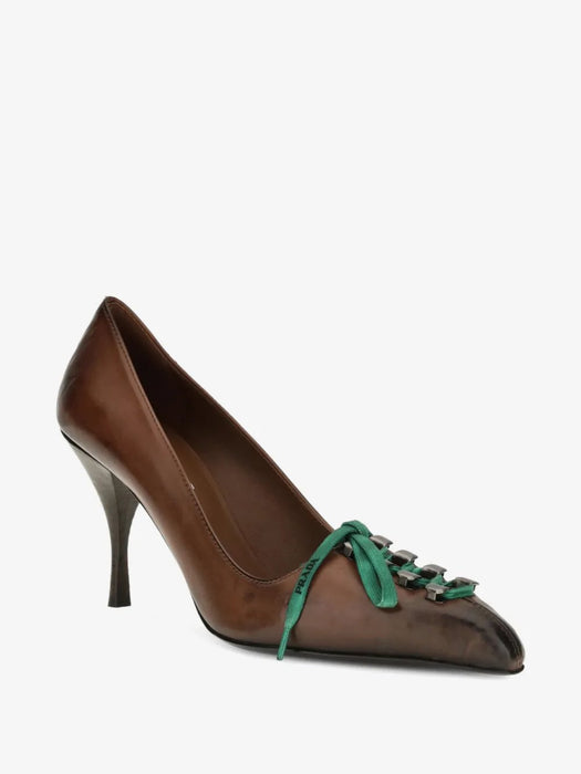 Antiqued leather pumps 1I612O F A085 V69F0324 PRADA 