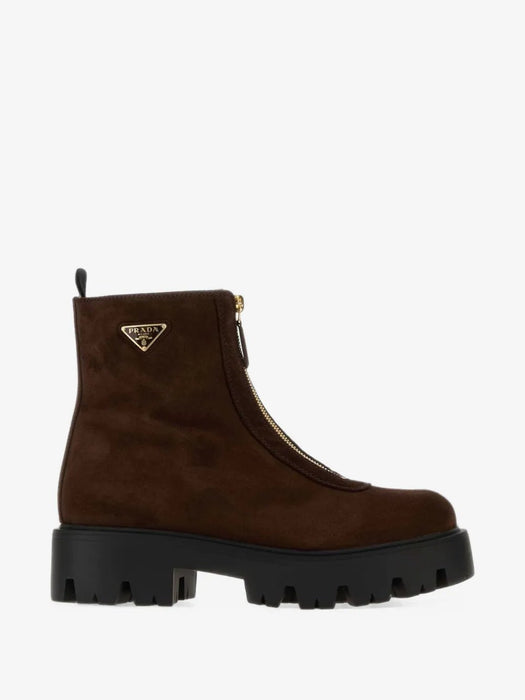 Front-zip enamelled Triangle ankle boots 1T328O F 050 054F0003 PRADA 