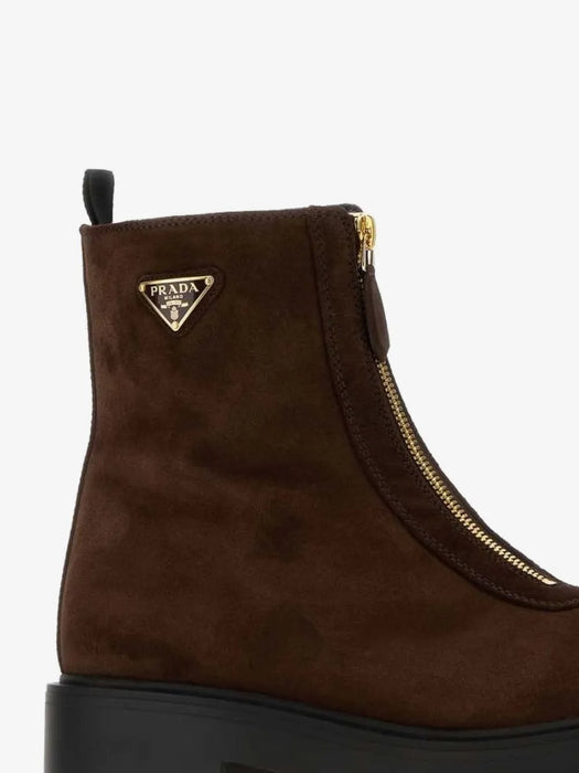 Front-zip enamelled Triangle ankle boots 1T328O F 050 054F0003 PRADA 
