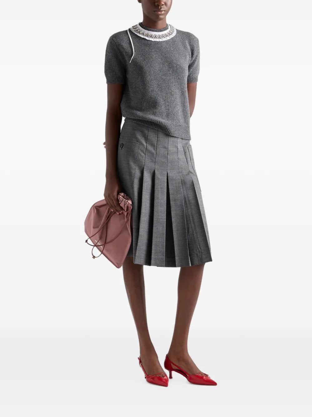 Short-sleeved wool and cashmere sweater P24G3S S OOO 6556F0480 PRADA 