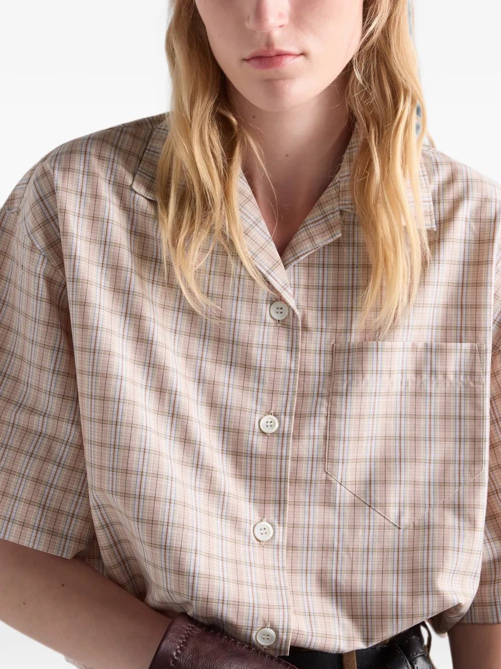 Madras fabric bowling shirt P447JX S OOO 6134F0V6A PRADA 