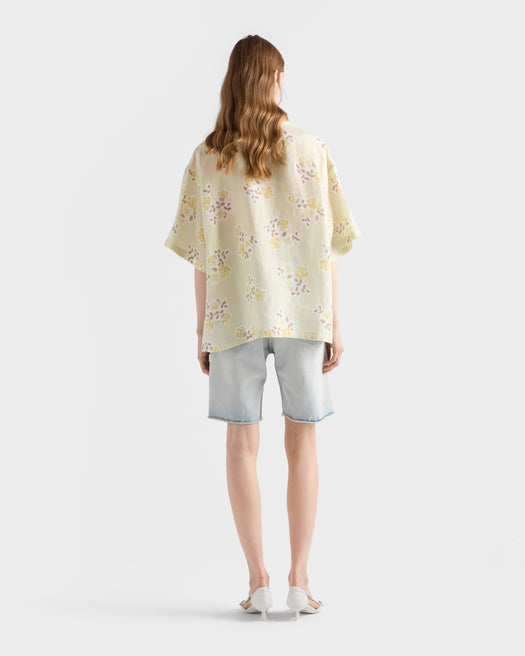 Floral print old linen shirt P447J S OOO 19ZIF0032 PRADA 