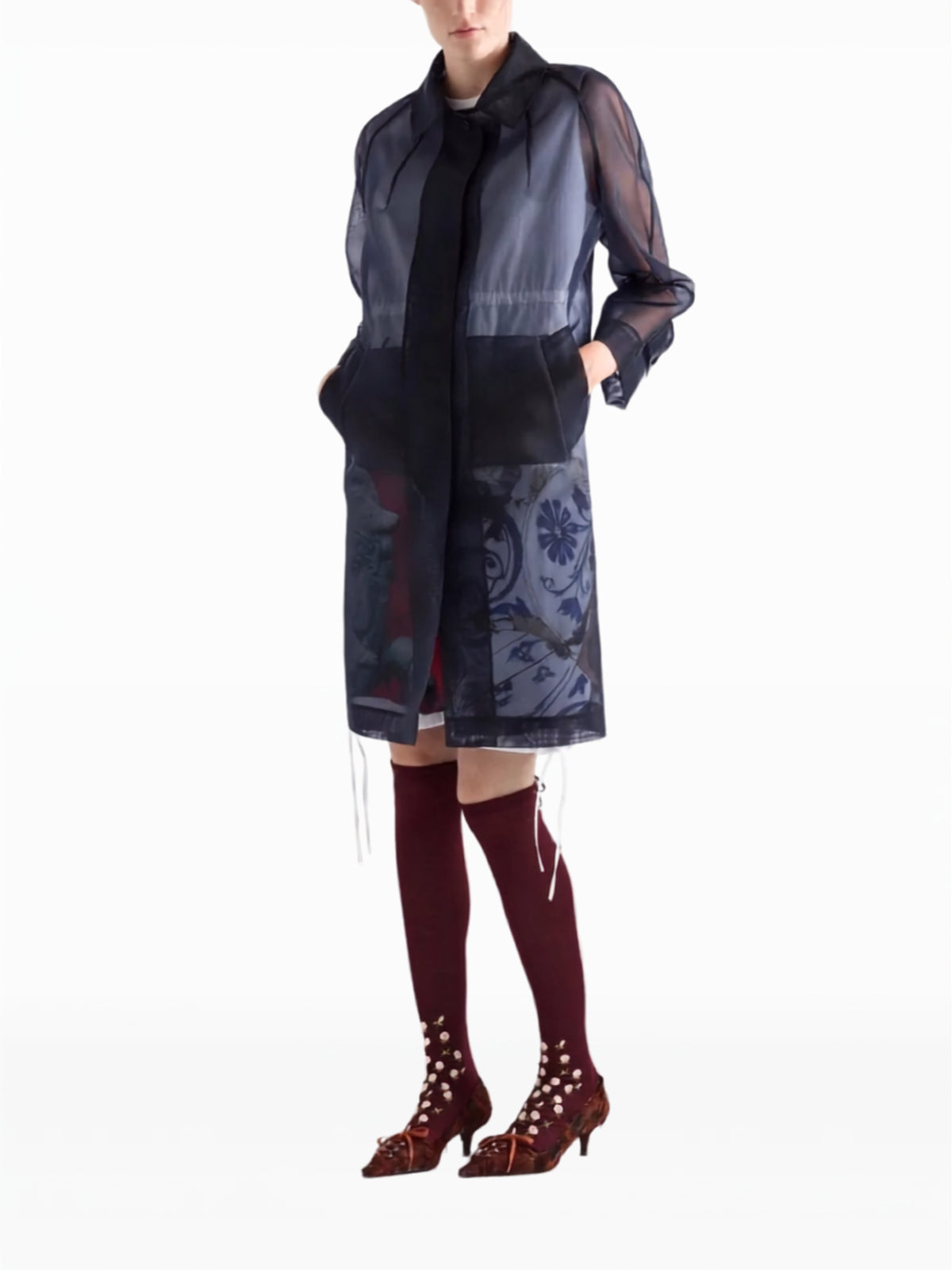 Single-breasted crinoline coat P669T S OOO C61F0008 PRADA 