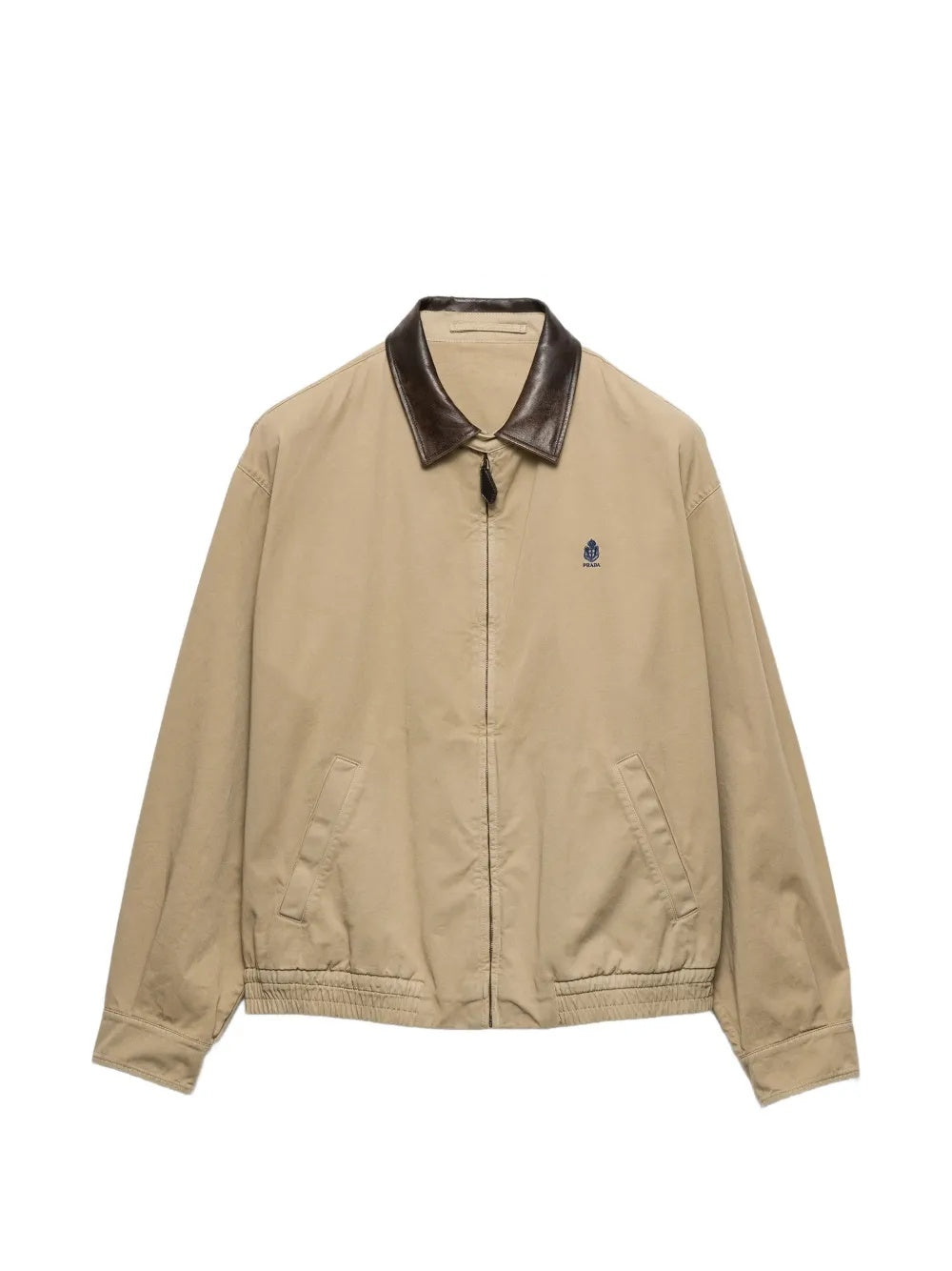 Logo-embroidered leather-collar jacket SGD189 S OOO 192AF0065 PRADA 