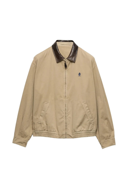 Logo-embroidered leather-collar jacket SGD189 S OOO 192AF0065 PRADA 