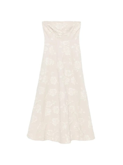 Floral-detail Strapless Midi Dress 1162572107  ROTATE 
