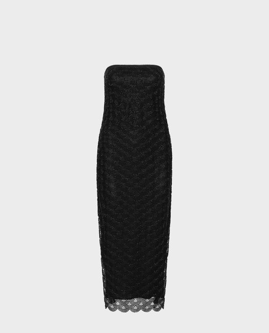 Black openwork midi dress 116289100  ROTATE 