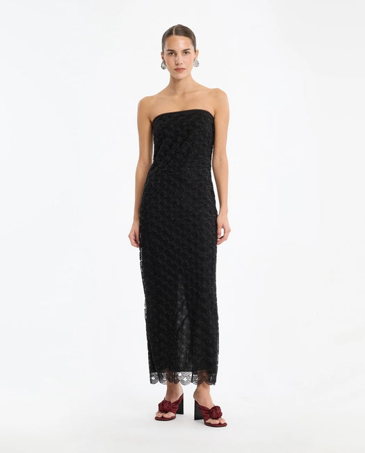 Black openwork midi dress 116289100  ROTATE 
