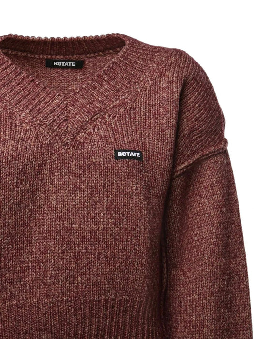 Logo-patch V-neck sweater 1165663113  ROTATE 