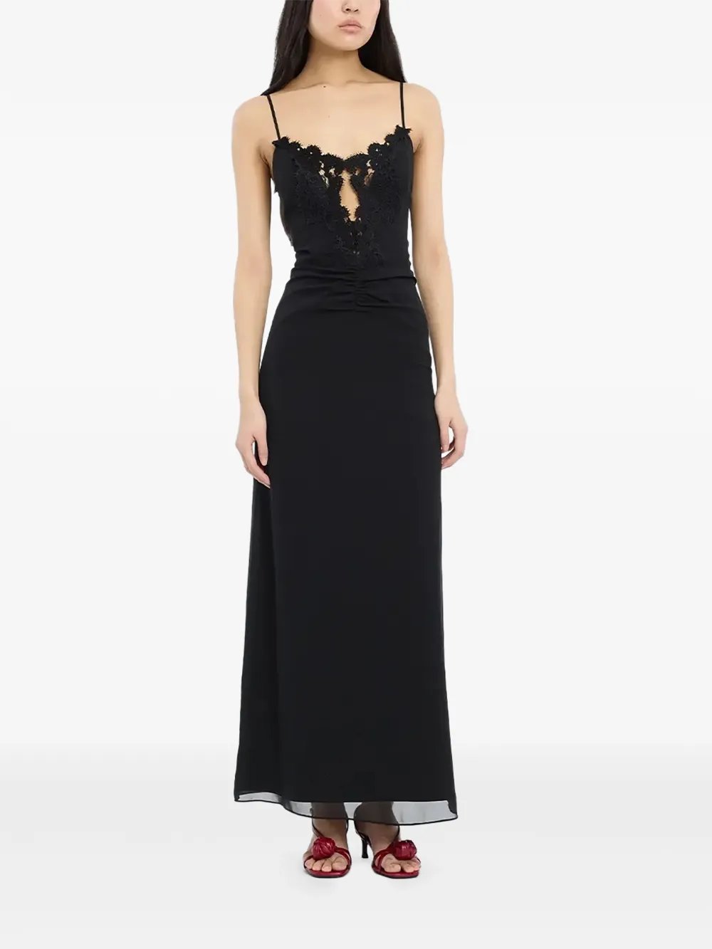 Lace-trim ruched dress 116593100  ROTATE 