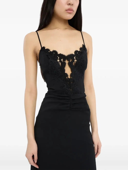 Lace-trim ruched dress 116593100  ROTATE 
