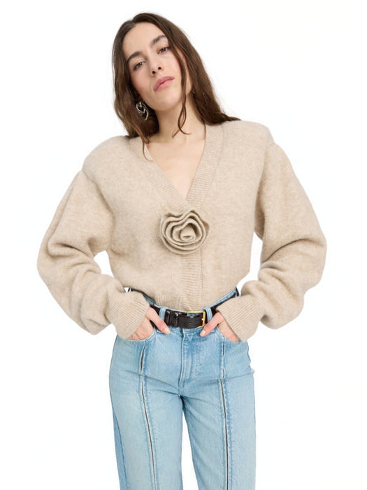 Knit Flower Cardigan Beige 1166581832  ROTATE 