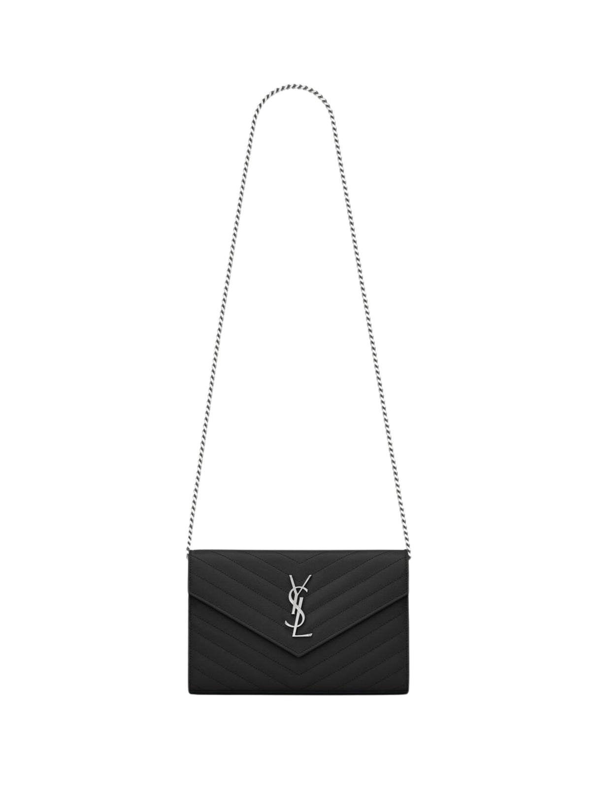 CLASSIC CASSANDRE CHAIN WALLET IN GRAIN DE POUDRE LEATHER 377828 BOW021000 SAINT LAURENT 