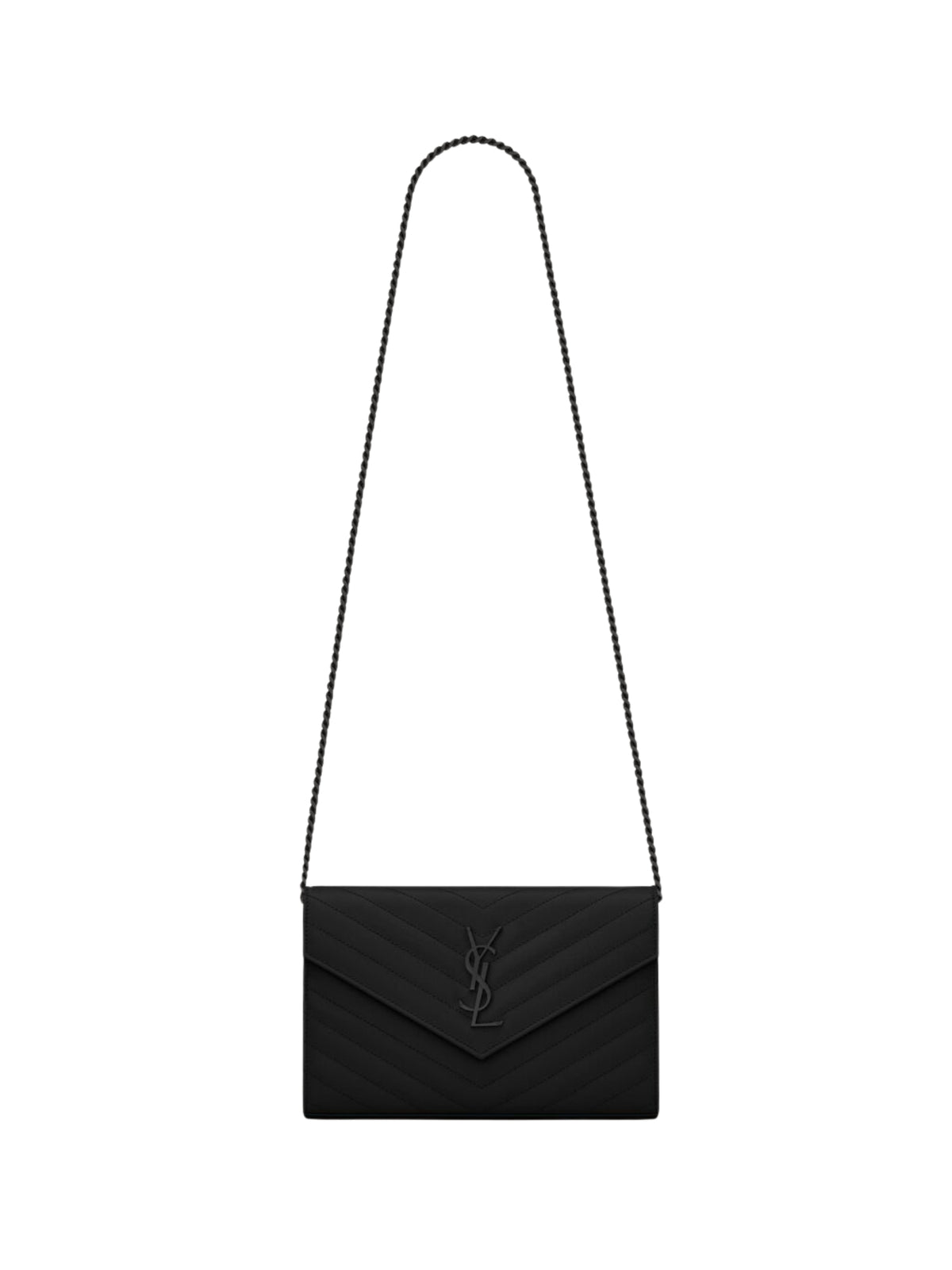 CLASSIC CASSANDRE CHAIN WALLET IN GRAIN DE POUDRE LEATHER 377828 BOW081000 SAINT LAURENT 