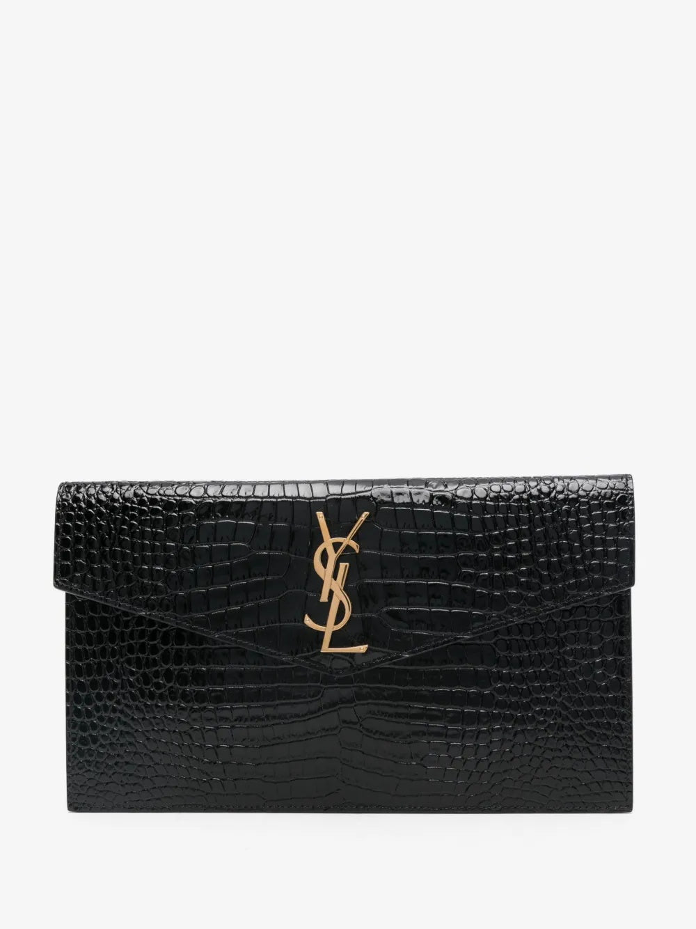Uptown pouch in crocodile-embossed shiny leather 565739 DND0J1000 SAINT LAURENT 