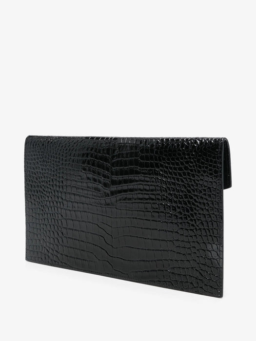 Uptown pouch in crocodile-embossed shiny leather 565739 DND0J1000 SAINT LAURENT 