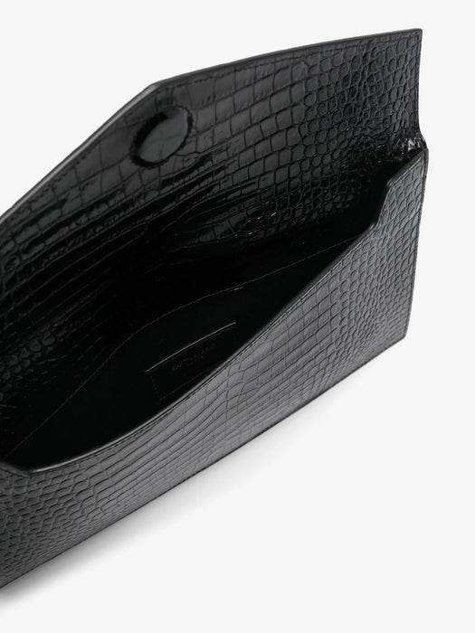 Uptown pouch in crocodile-embossed shiny leather 565739 DND0J1000 SAINT LAURENT 