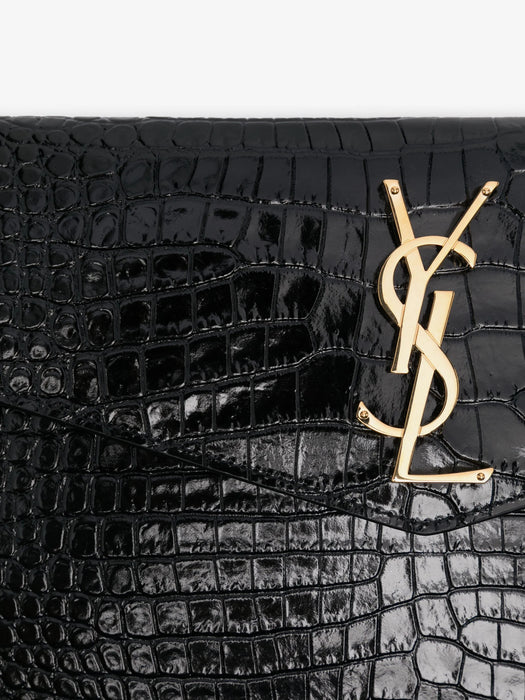Uptown pouch in crocodile-embossed shiny leather 565739 DND0J1000 SAINT LAURENT 