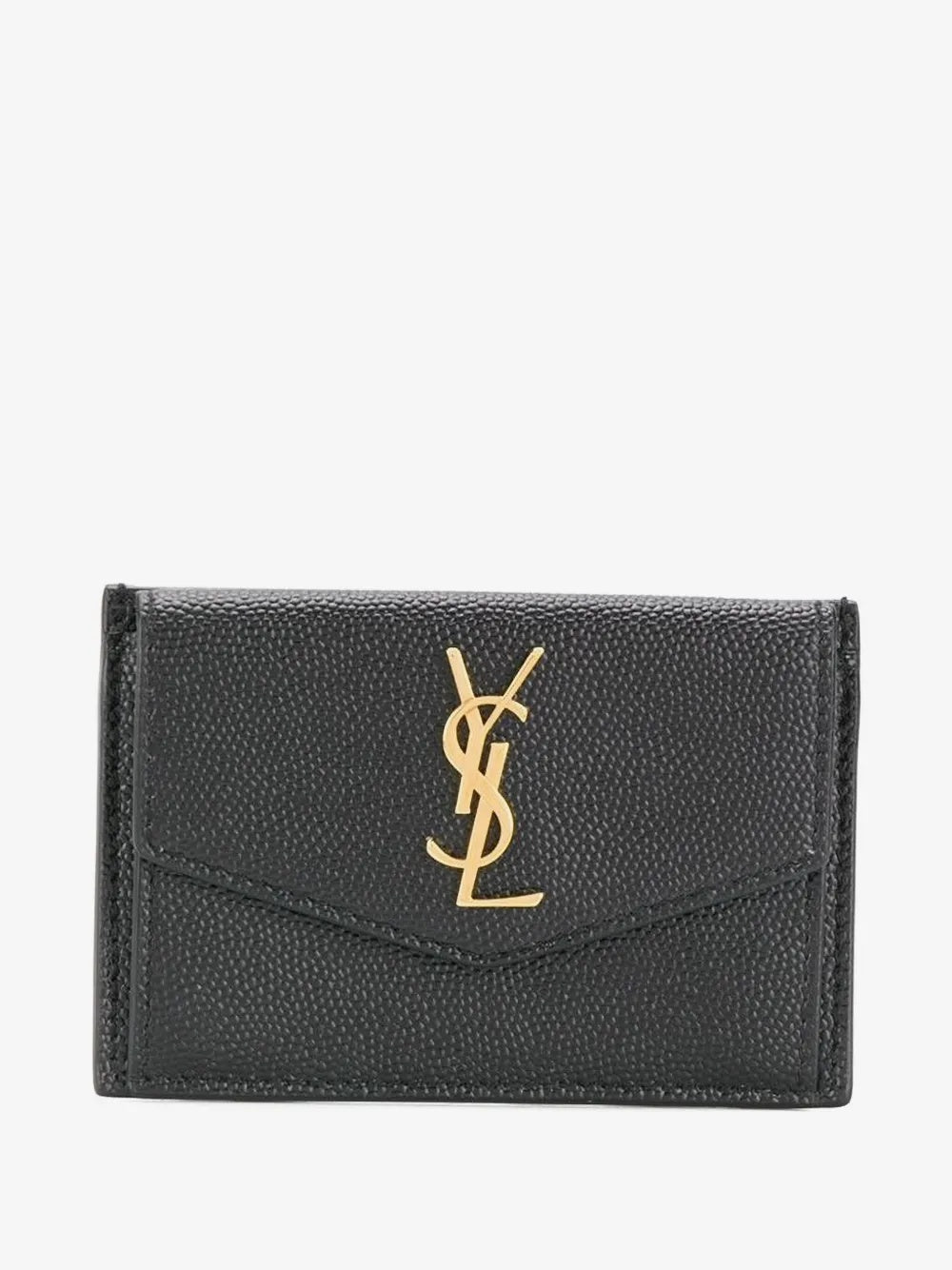 UPTOWN FLAP CARD CASE IN GRAIN DE POUDRE LEATHER 582305 1GF0J1000 SAINT LAURENT 