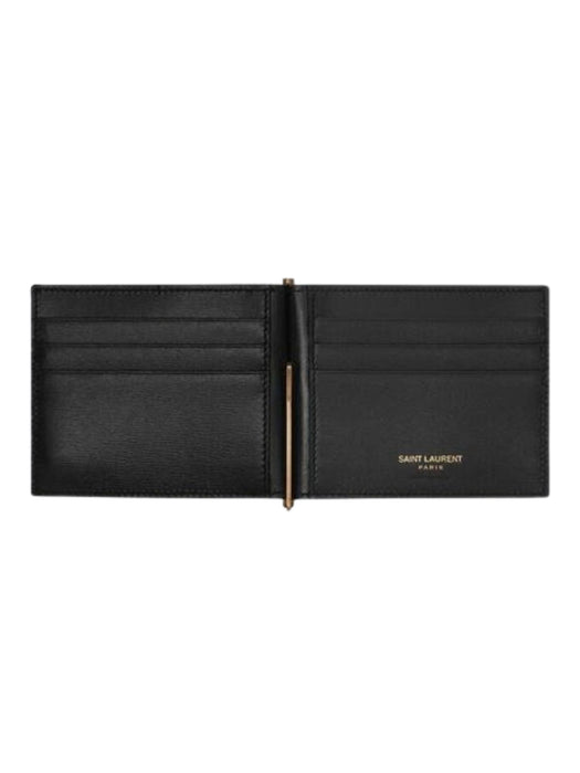 Tiny Cassandre Bill Clip Wallet In Shiny Leather 607738 02G0W1000 SAINT LAURENT 