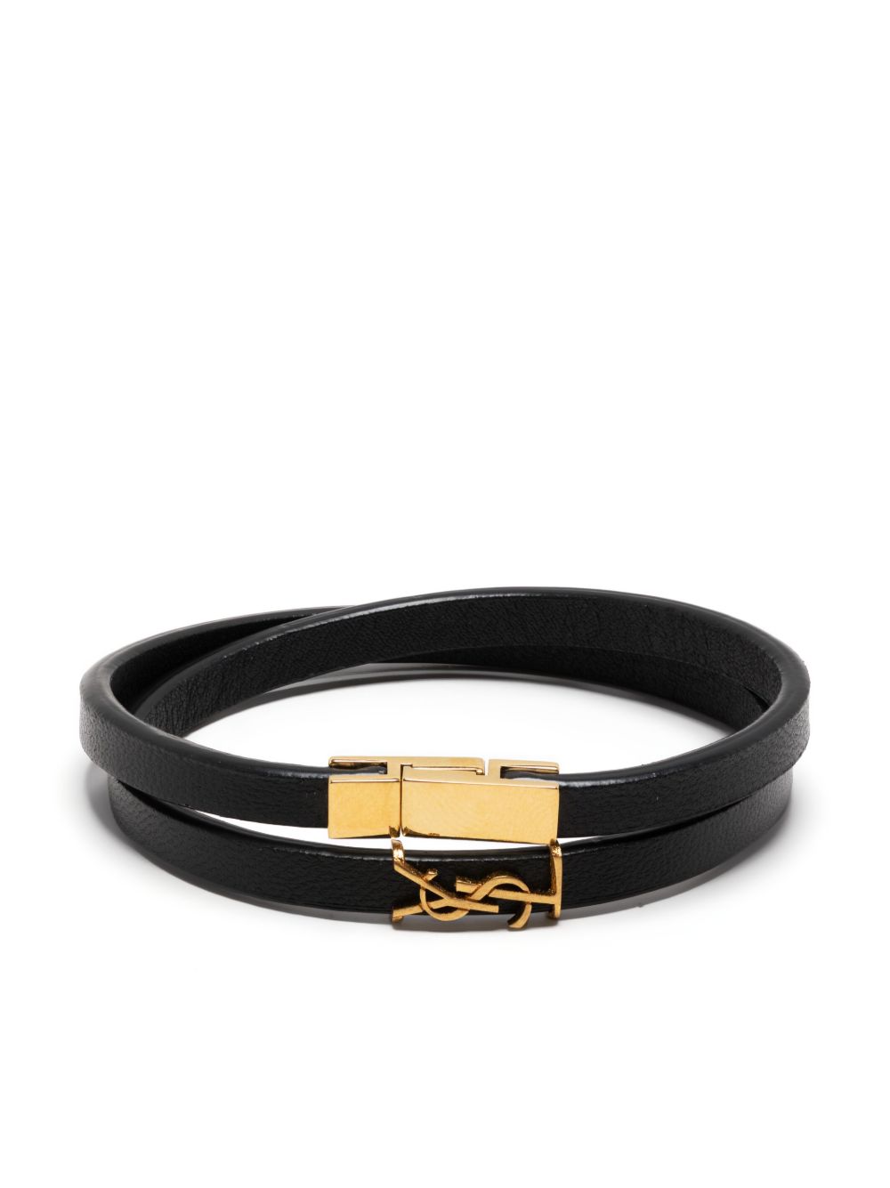 Cassandre Double Wrap Bracelet in Leather and Metal 745602 BL40J1000 SAINT LAURENT 