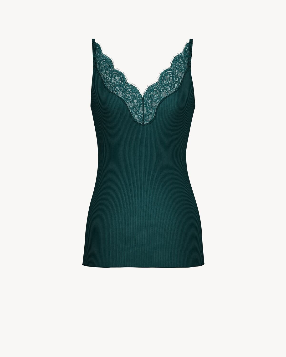Laced tank top in ribbed silk 796843 Y37SM3011 SAINT LAURENT 