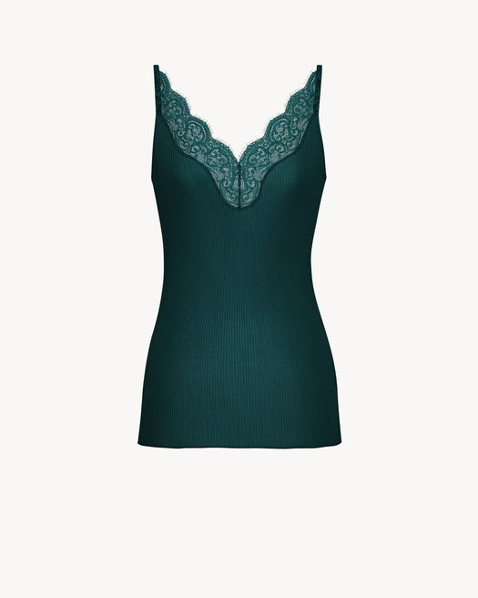 Laced tank top in ribbed silk 796843 Y37SM3011 SAINT LAURENT 