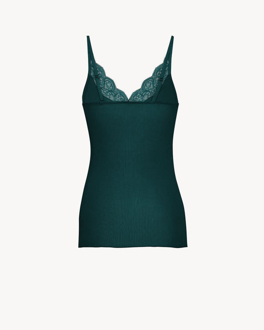Laced tank top in ribbed silk 796843 Y37SM3011 SAINT LAURENT 