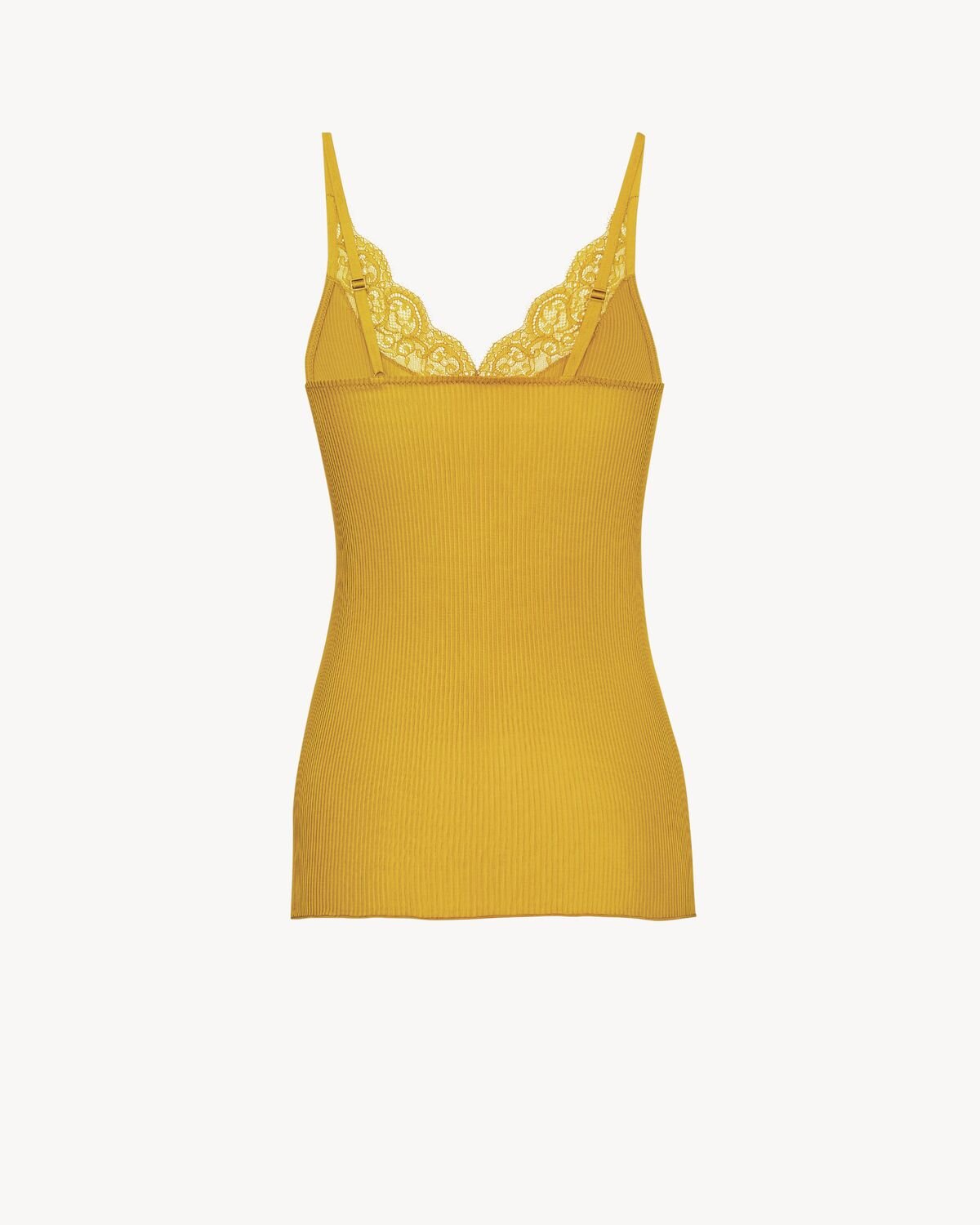 Laced tank top in ribbed silk 796843 Y37SM7442 SAINT LAURENT 