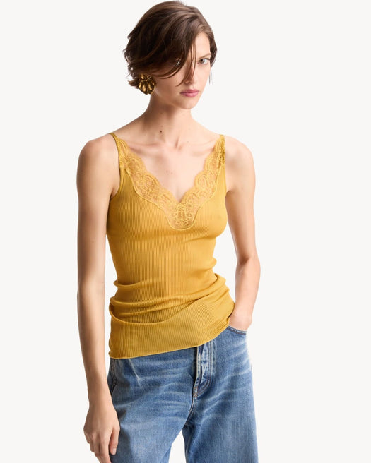 Laced tank top in ribbed silk 796843 Y37SM7442 SAINT LAURENT 