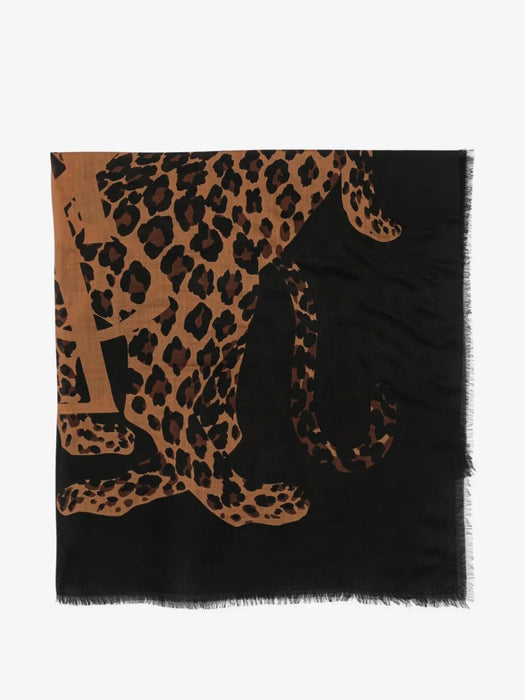 Leopard-print frayed scarf 834052 3Y2001079 SAINT LAURENT 
