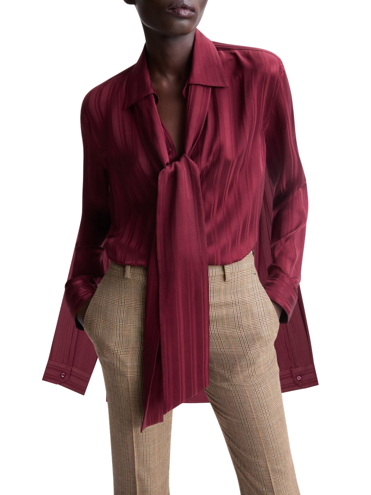 Cassandre lavallière blouse in striped silk jacquard 838125 Y142U5504 SAINT LAURENT 