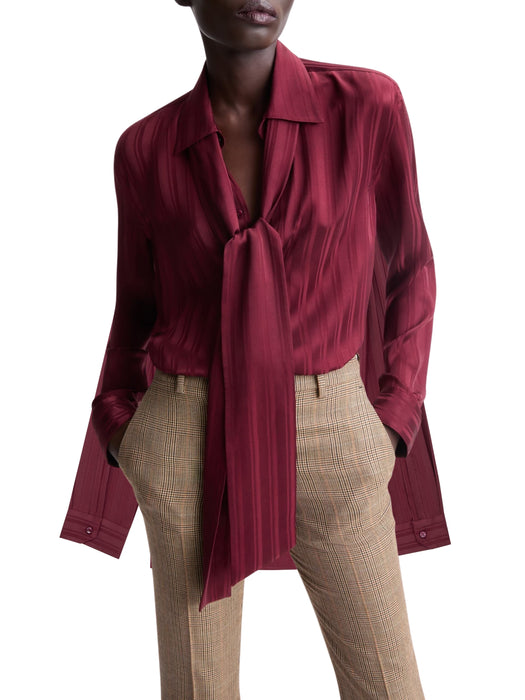 Cassandre lavallière blouse in striped silk jacquard 838125 Y142U5504 SAINT LAURENT 