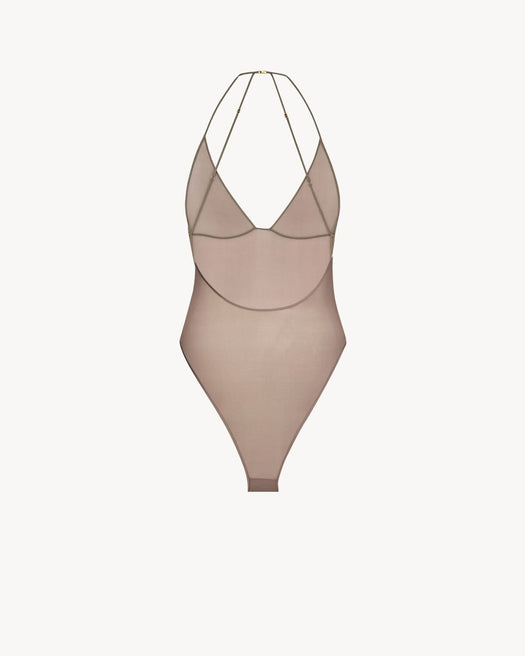 Backless bodysuit in stretch silk muslin 840660 Y7I182167 SAINT LAURENT 