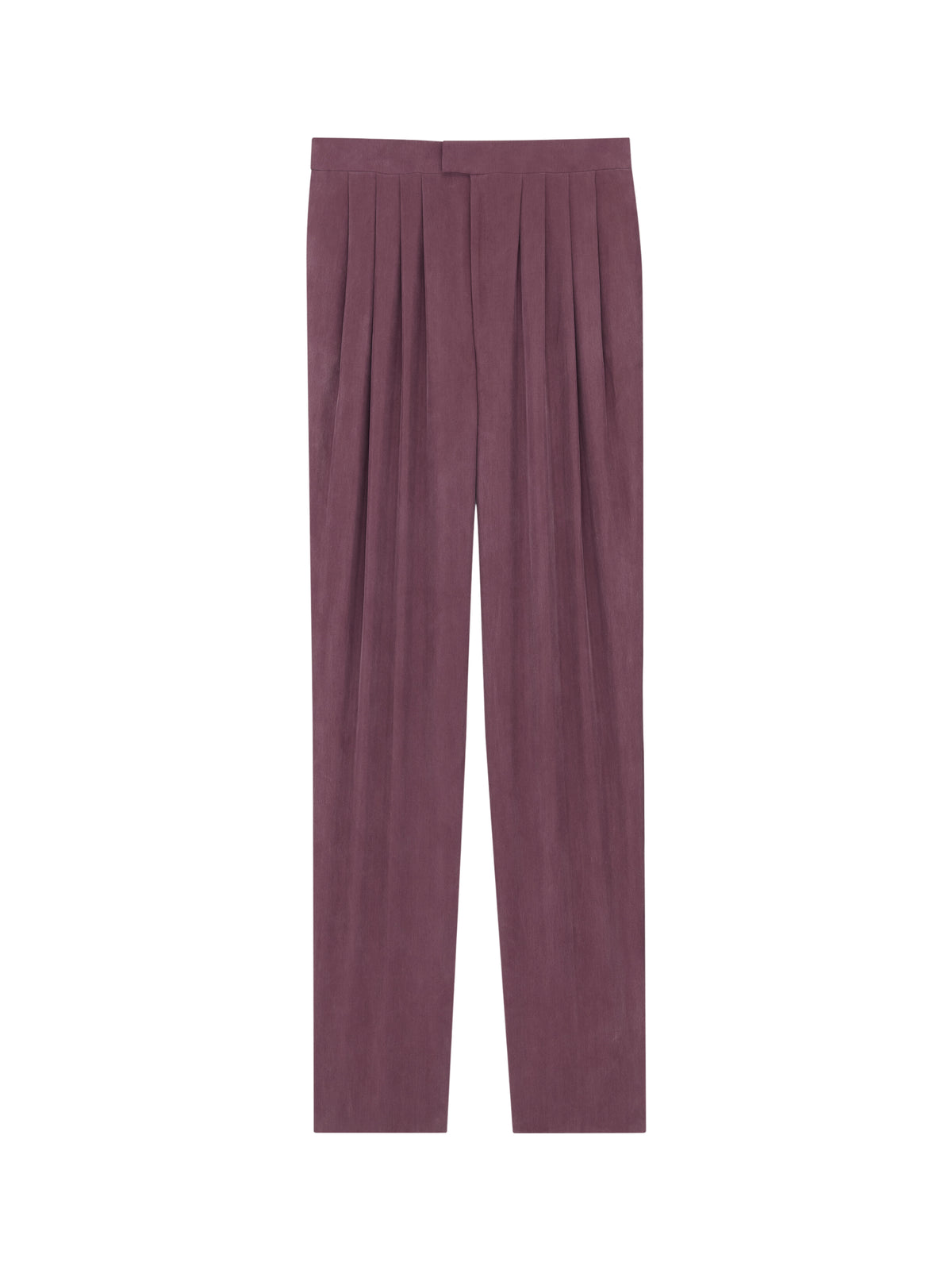 Pleated silk-habotai straight-leg pants<BR/> 856580 Y6J785060 SAINT LAURENT 