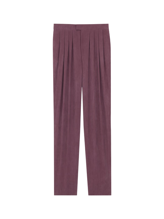 Pleated silk-habotai straight-leg pants<BR/> 856580 Y6J785060 SAINT LAURENT 